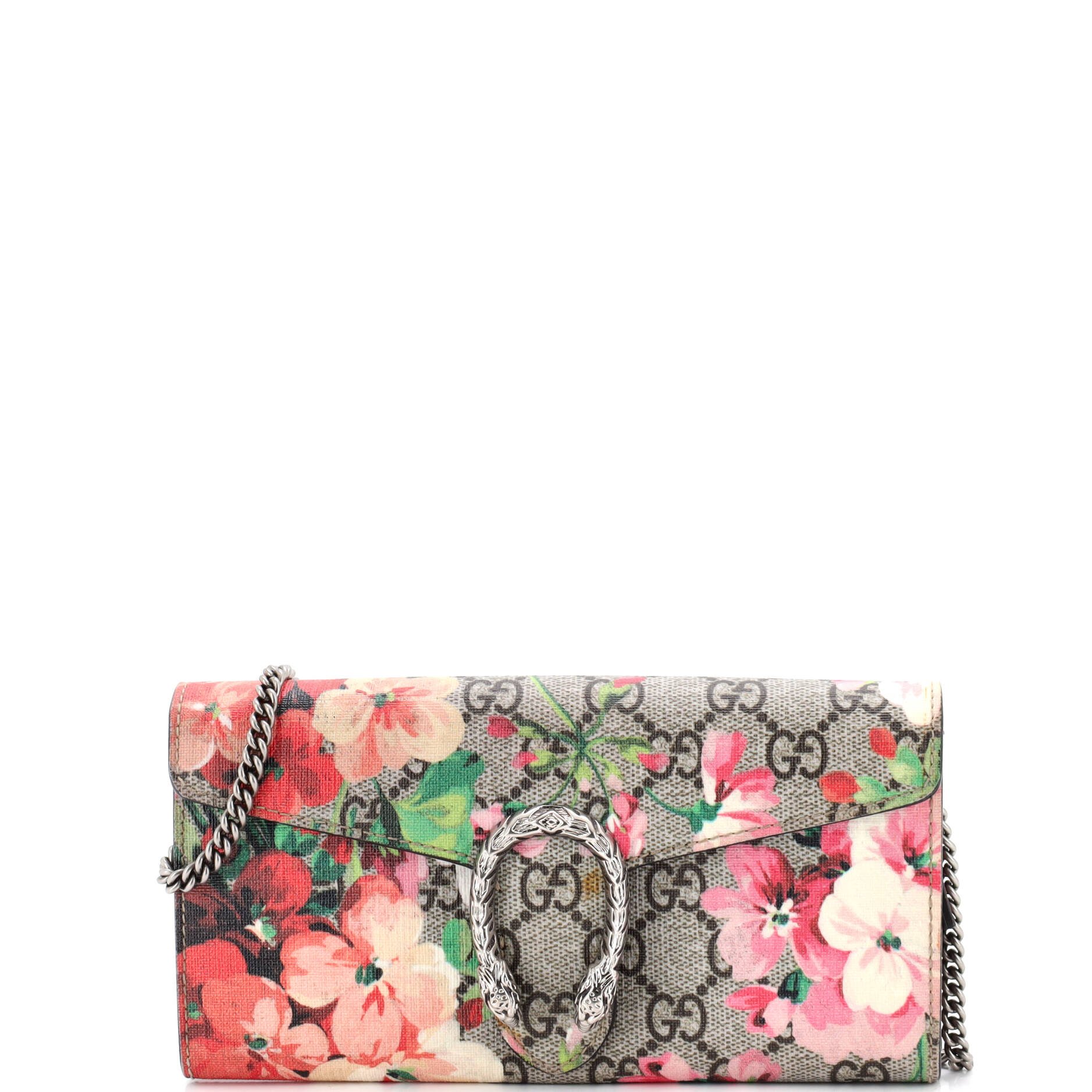 Dionysus Chain Wallet Blooms Print GG Coated Canvas Long