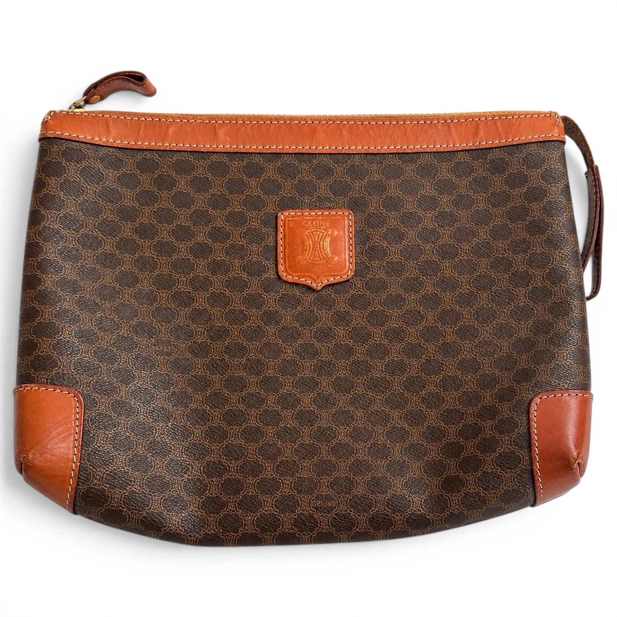 Triomphe Vintage leather clutch bag