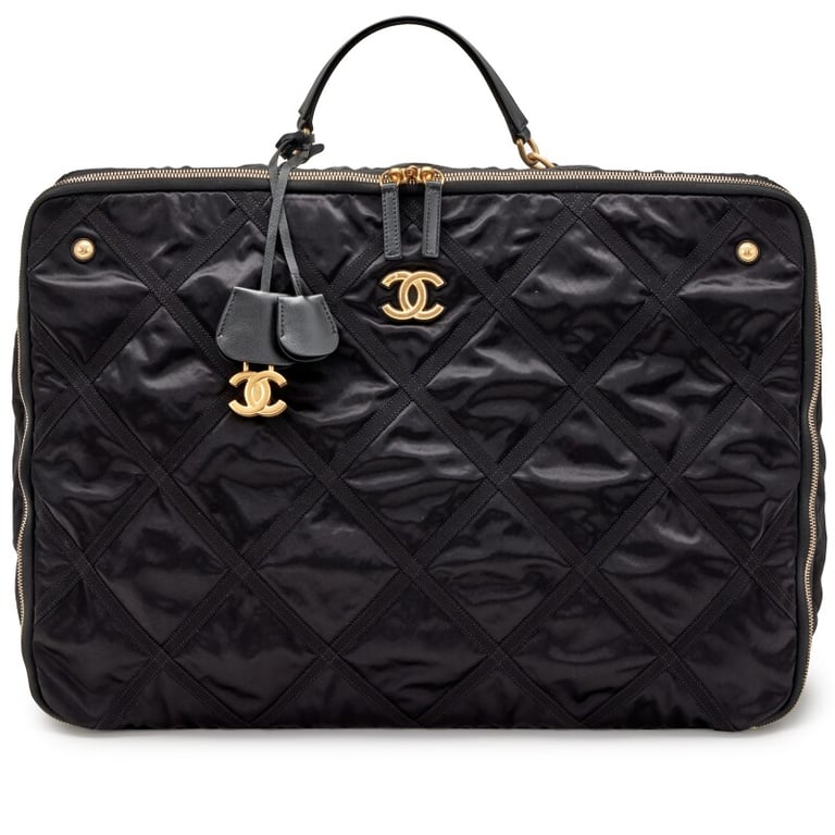 Chanel Black Nylon Travel Bag Brushed Gold Hardware, 2022