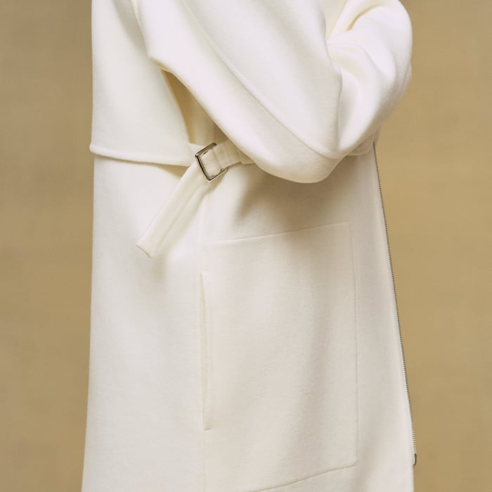 Blanc Naturel Long Storm Flap Coat