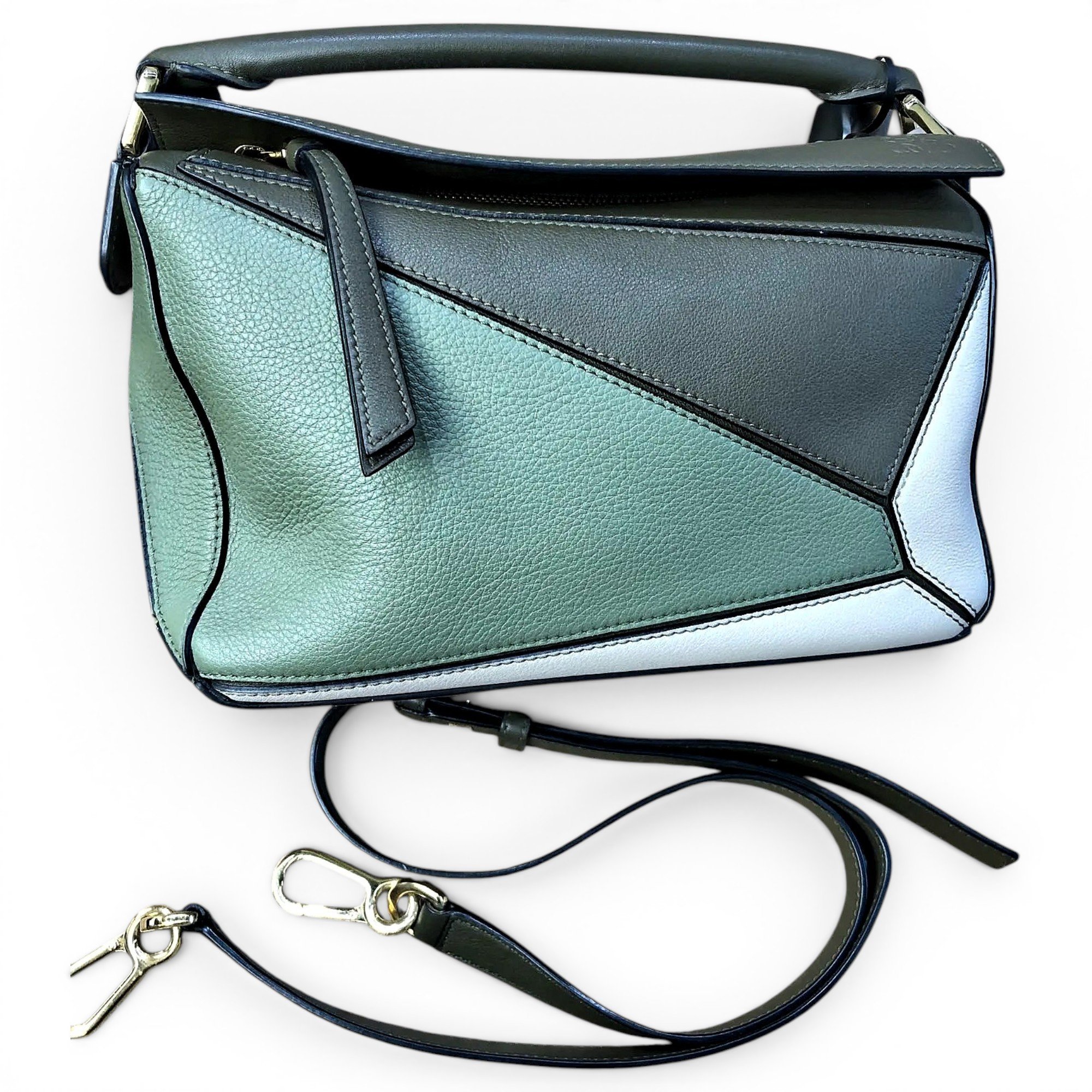 Puzzle leather handbag