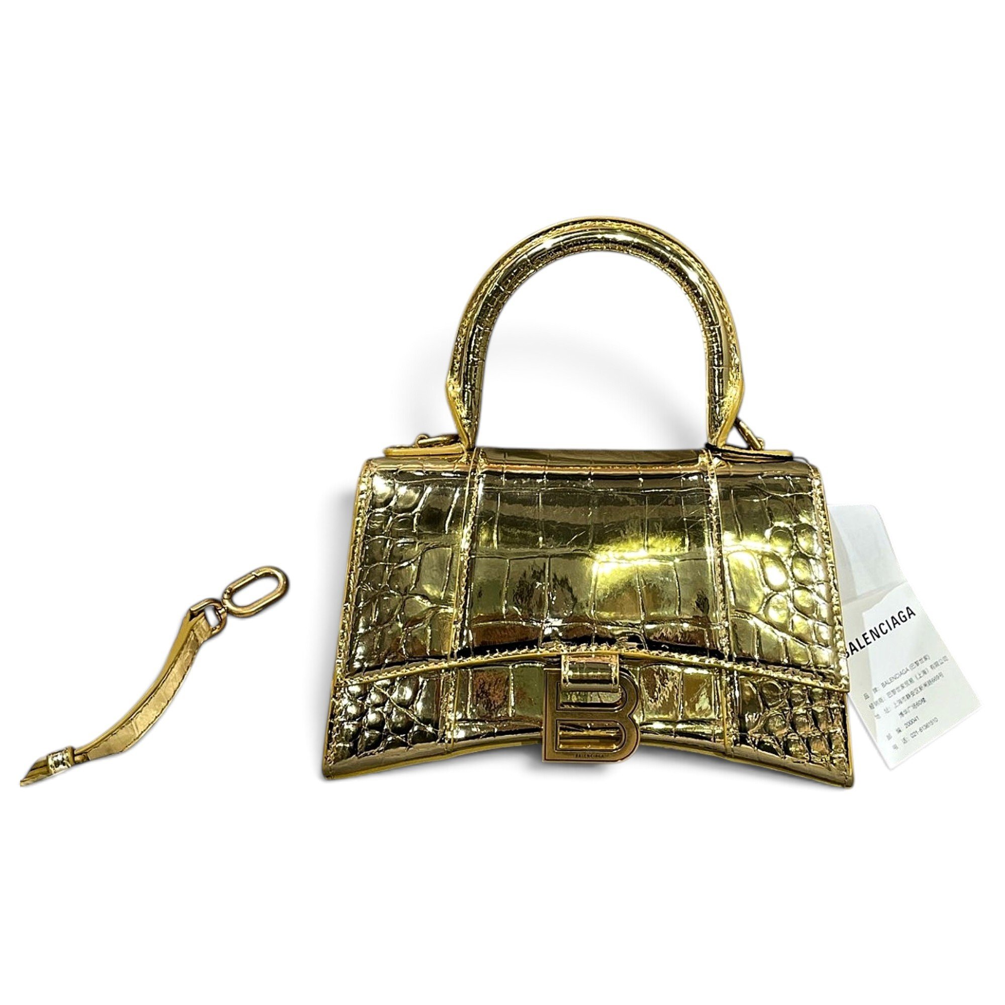Hourglass leather handbag