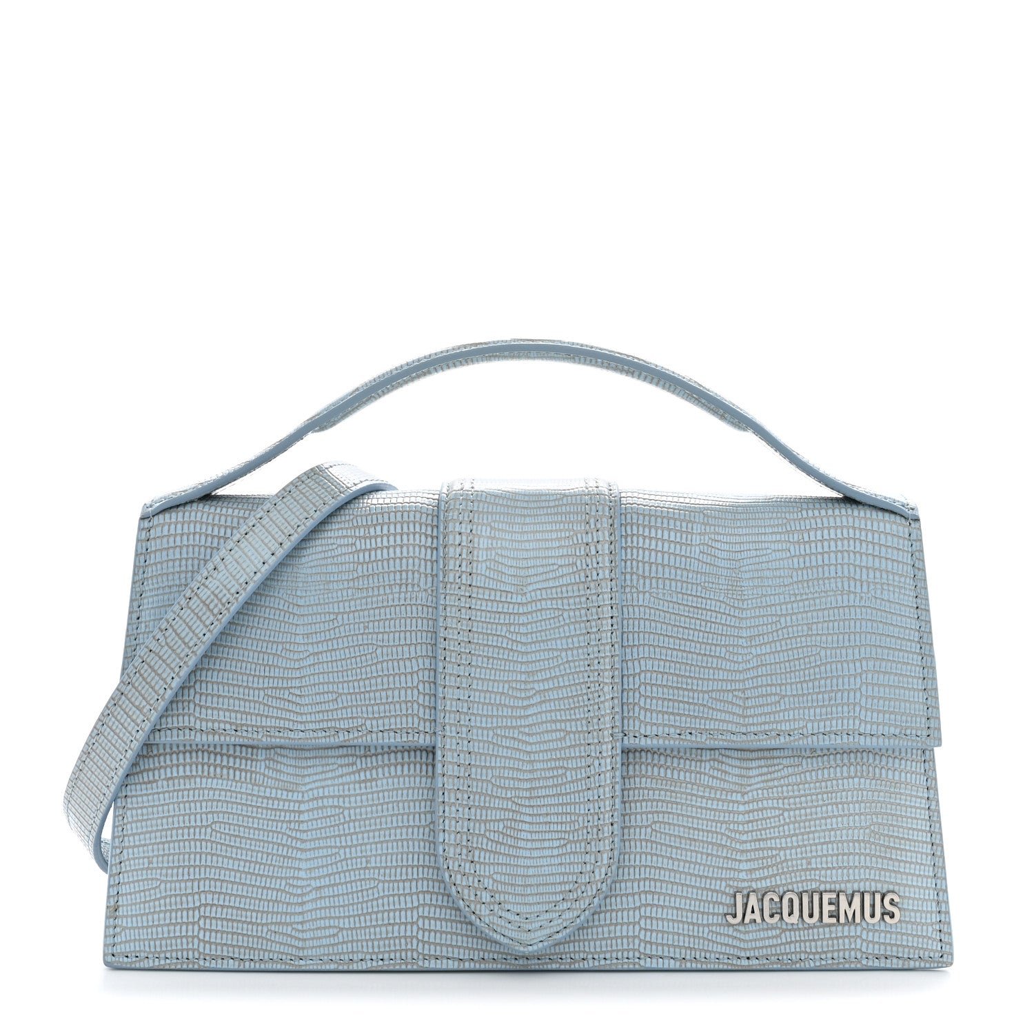 Jacquemus Jacquemus Calfskin Lizard Embossed Le Grand Bambino Light Blue