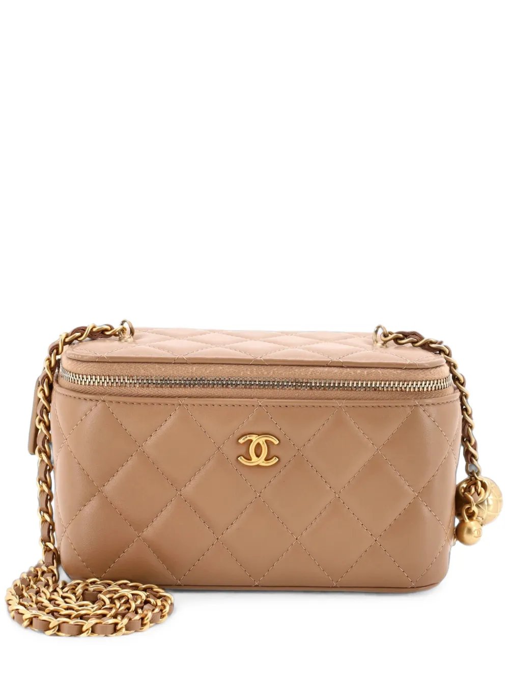 Pearl Crush Vanity Case with Chain Quilted Lambskin Small clutch bag