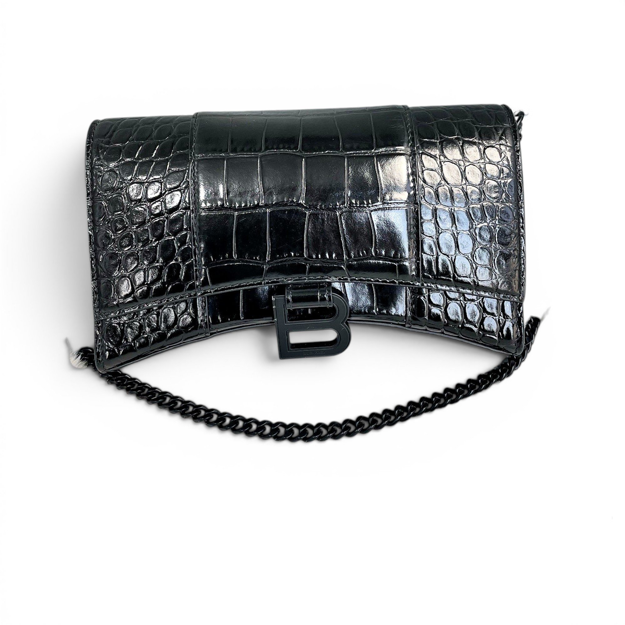 Hourglass leather handbag