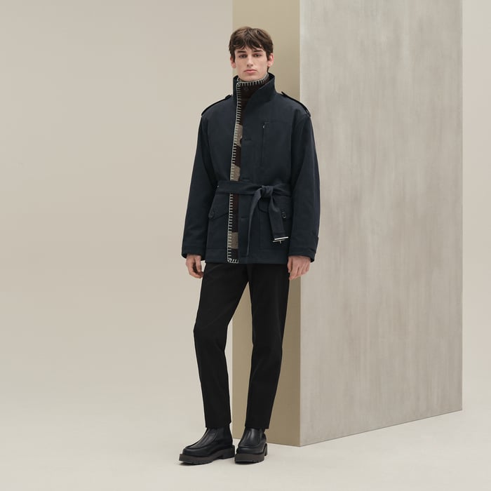 Marine Buttoned Short Parka