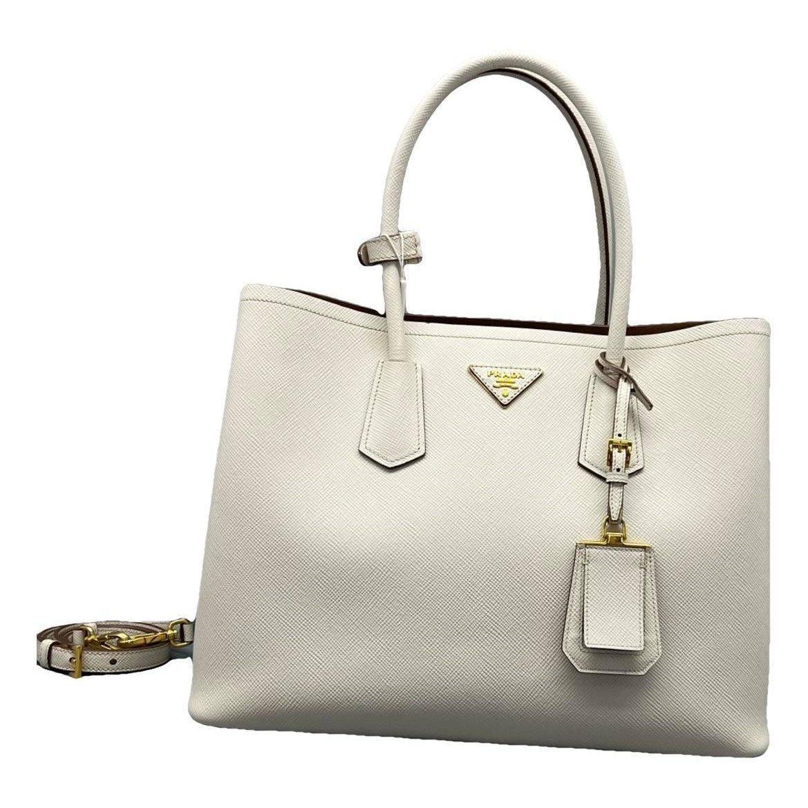 Double leather handbag