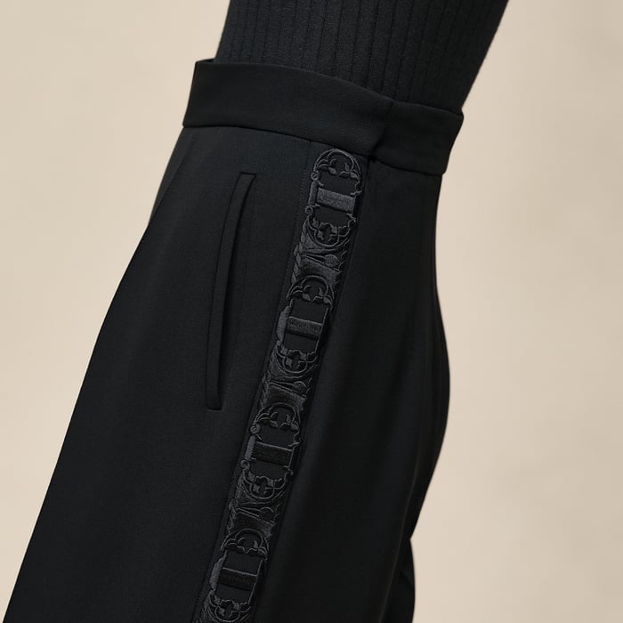 Noir Embroidered High-waisted Tuxedo Pants