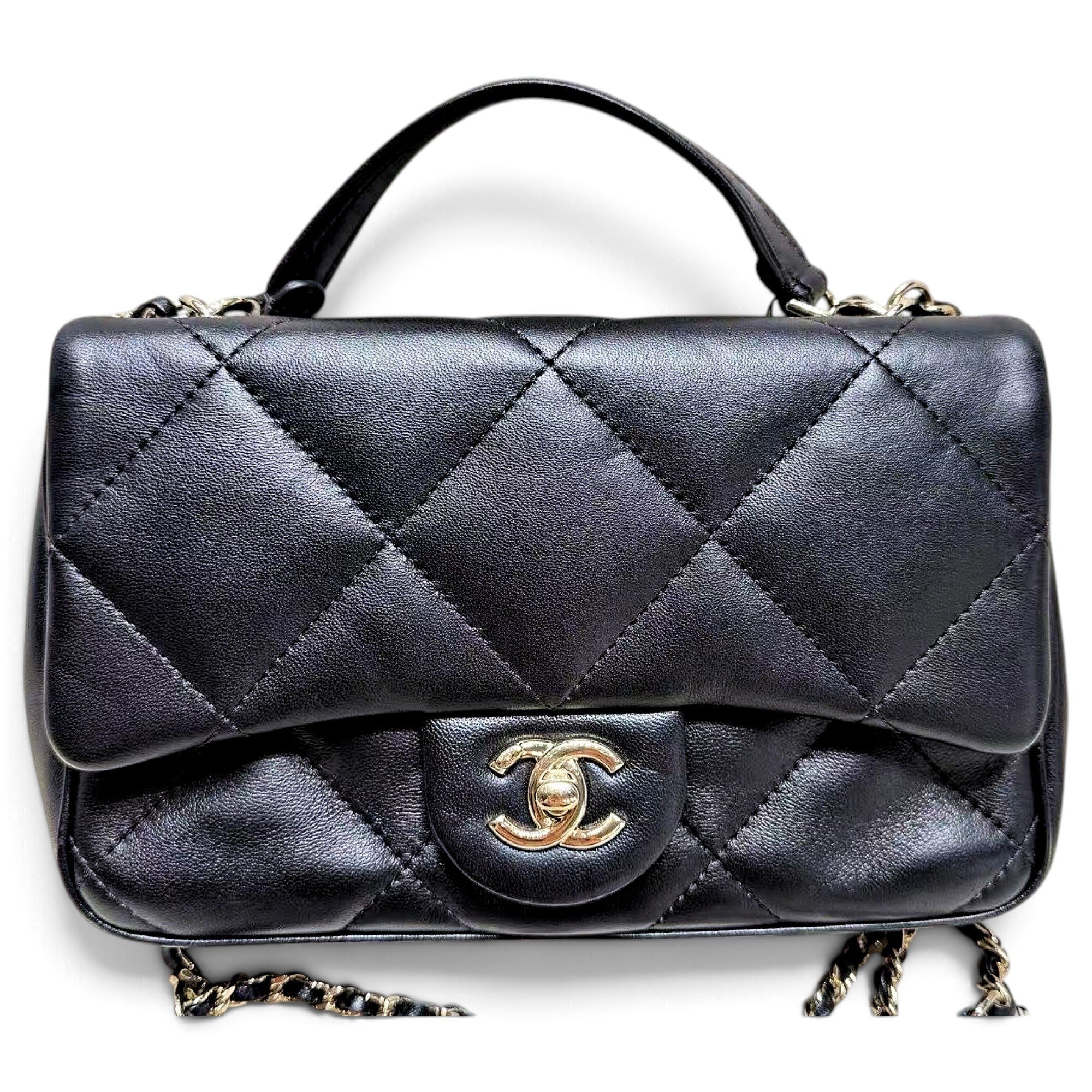 Trendy CC Top Handle leather handbag