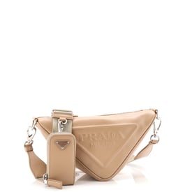 Prada Triangle Logo Zip Crossbody Bag Leather Small