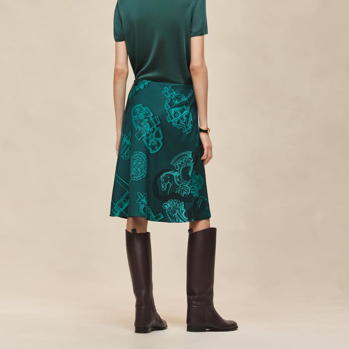 Vert Pin "Ferronnerie Remix" Slanted Skirt