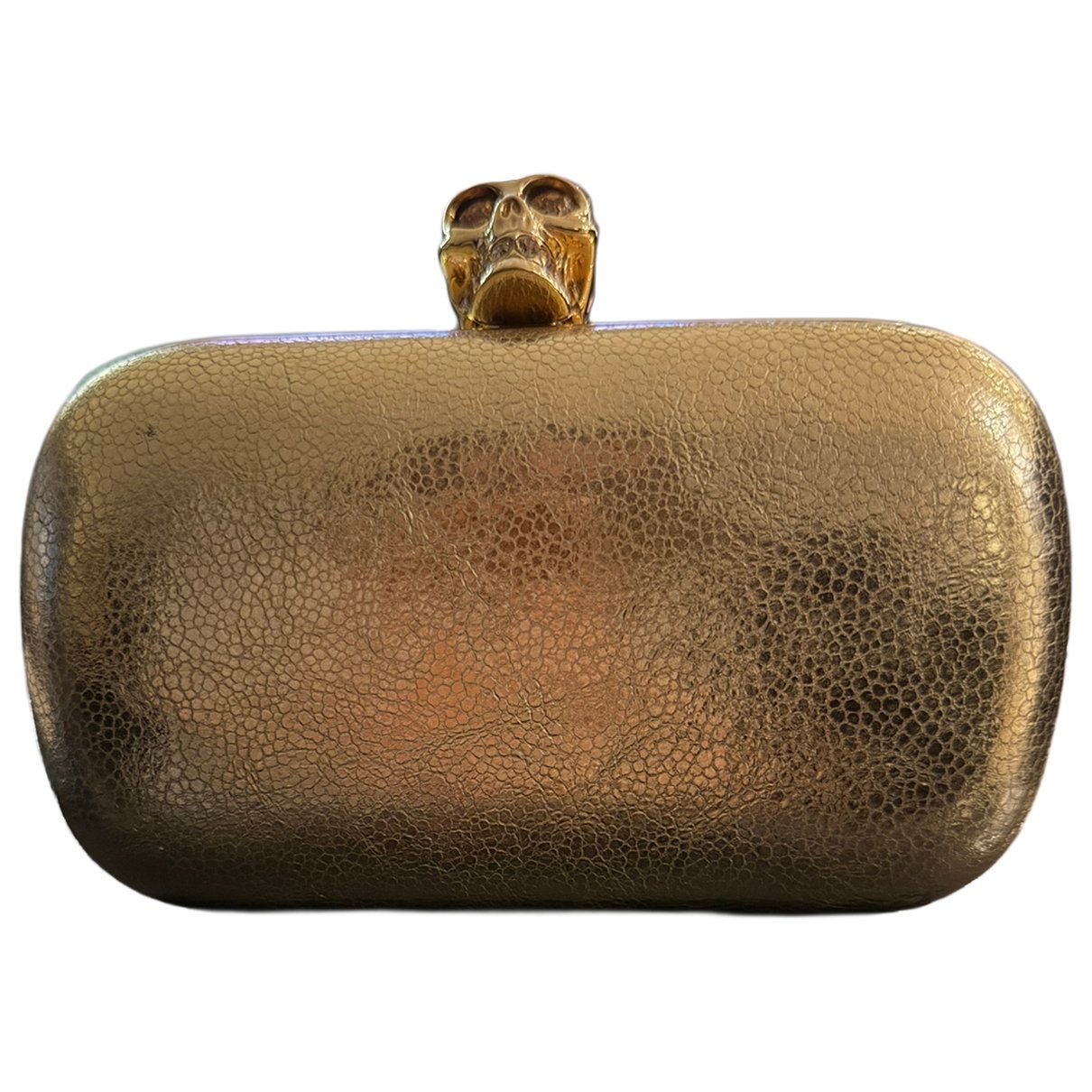 Skull leather clutch bag