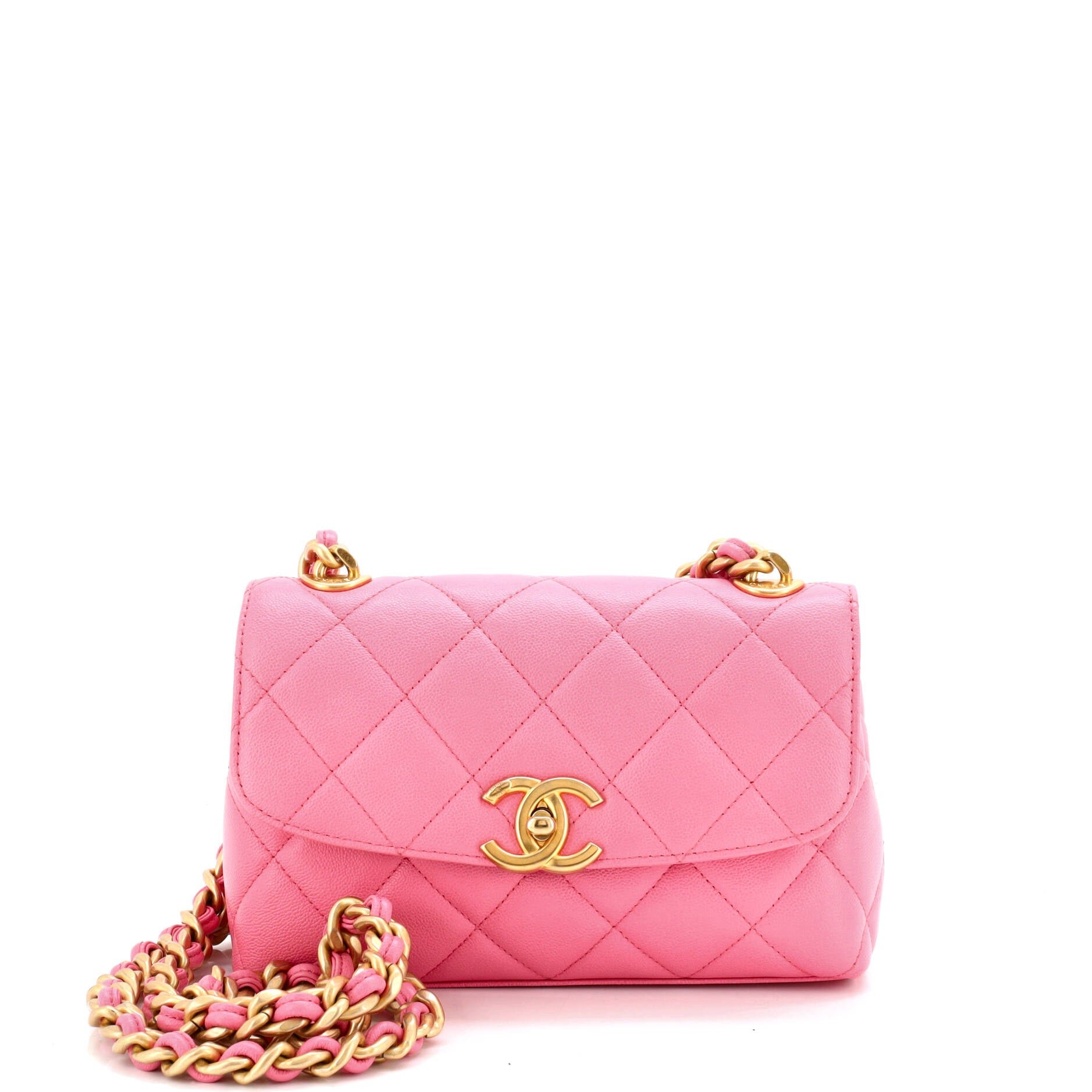 CC Rounded Flap Crossbody Bag Quilted Caviar Small