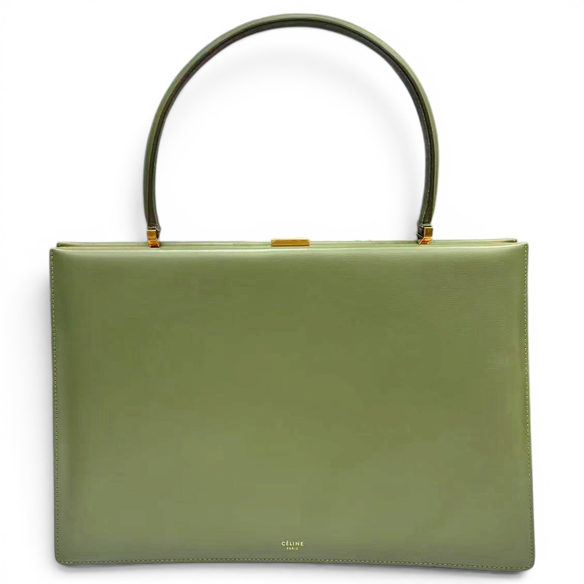 Clasp leather handbag