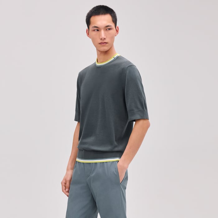 오라쥬 “rayures & Twist” 크루넥 스웨터