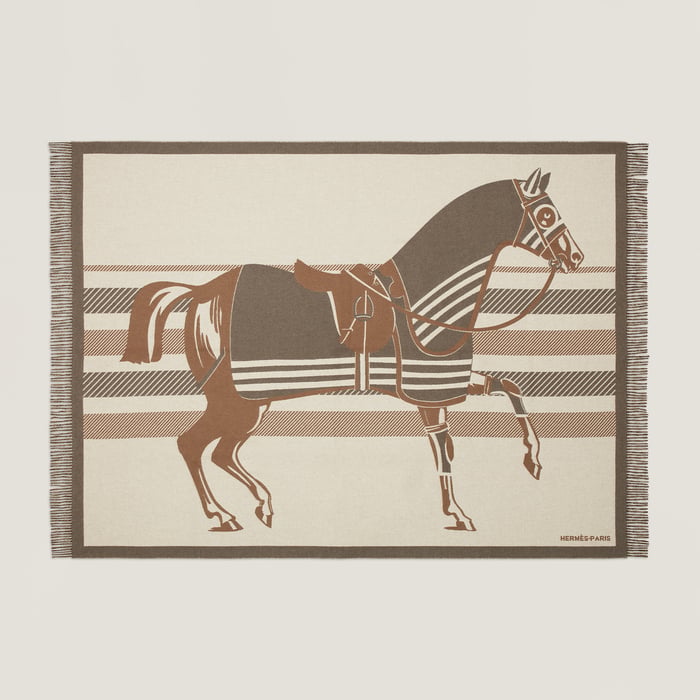 Brun Cheval a La Couverture Blanket