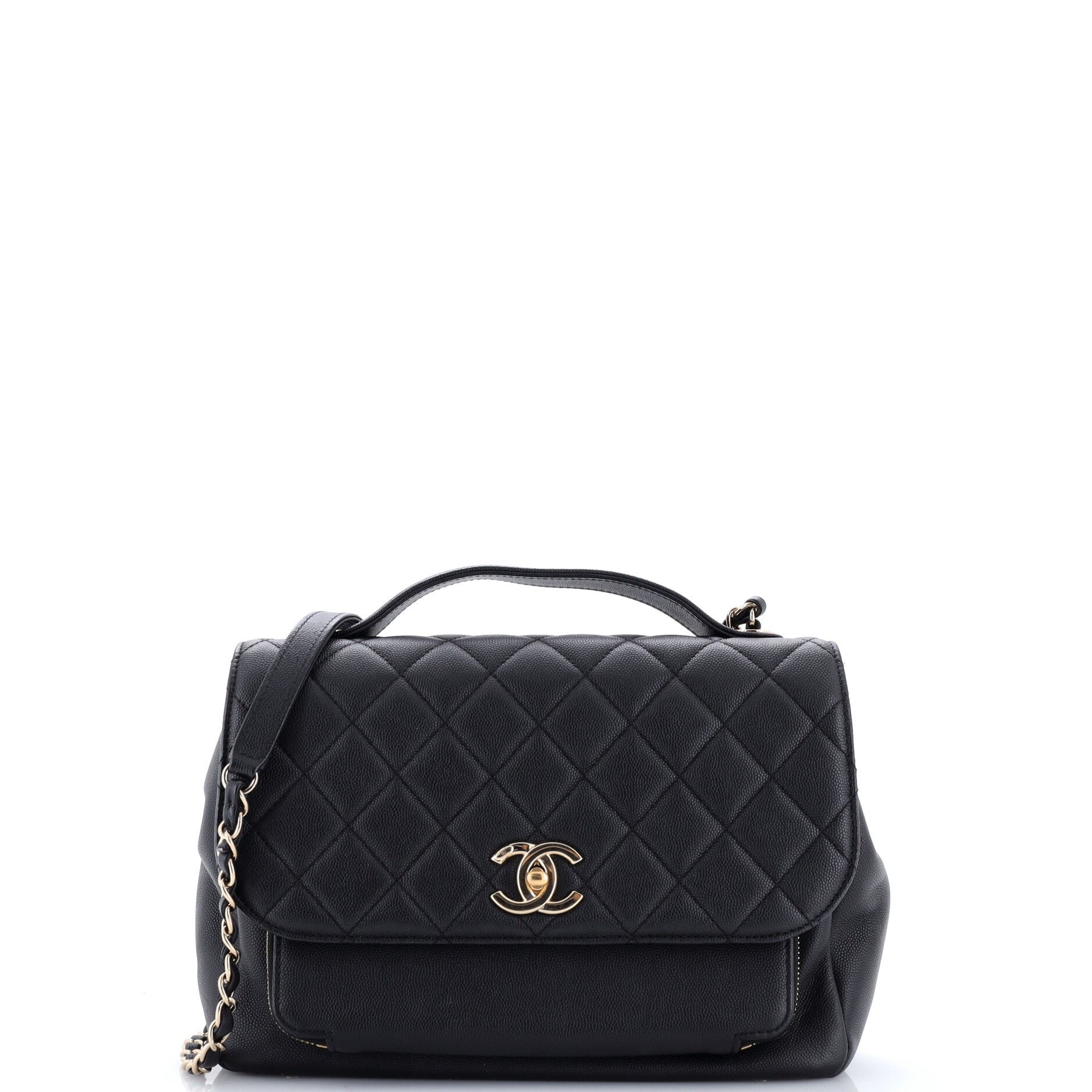 Business Affinity Flap Bag Quilted Caviar Large