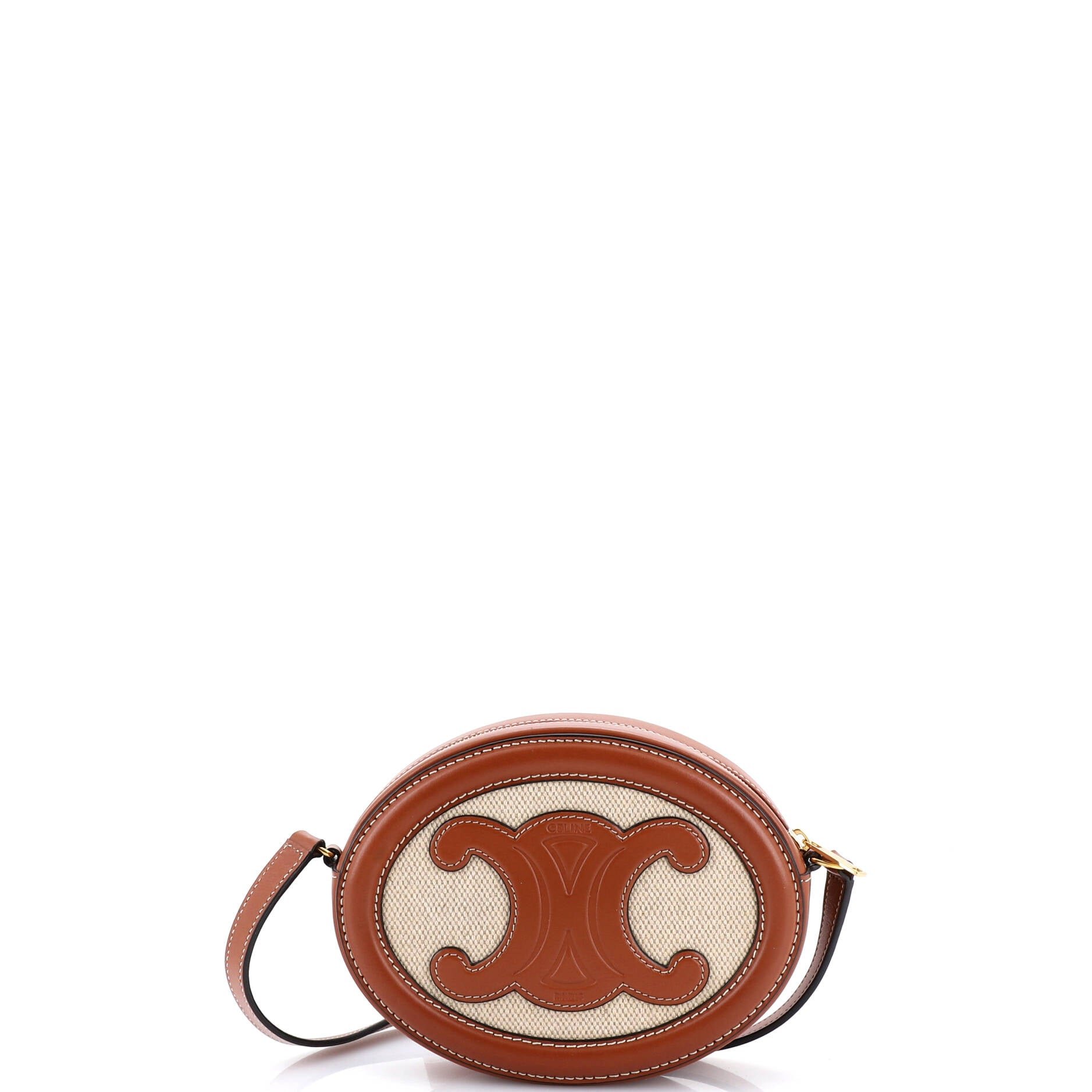 Celine Triomphe Oval Crossbody Bag Canvas and Leather