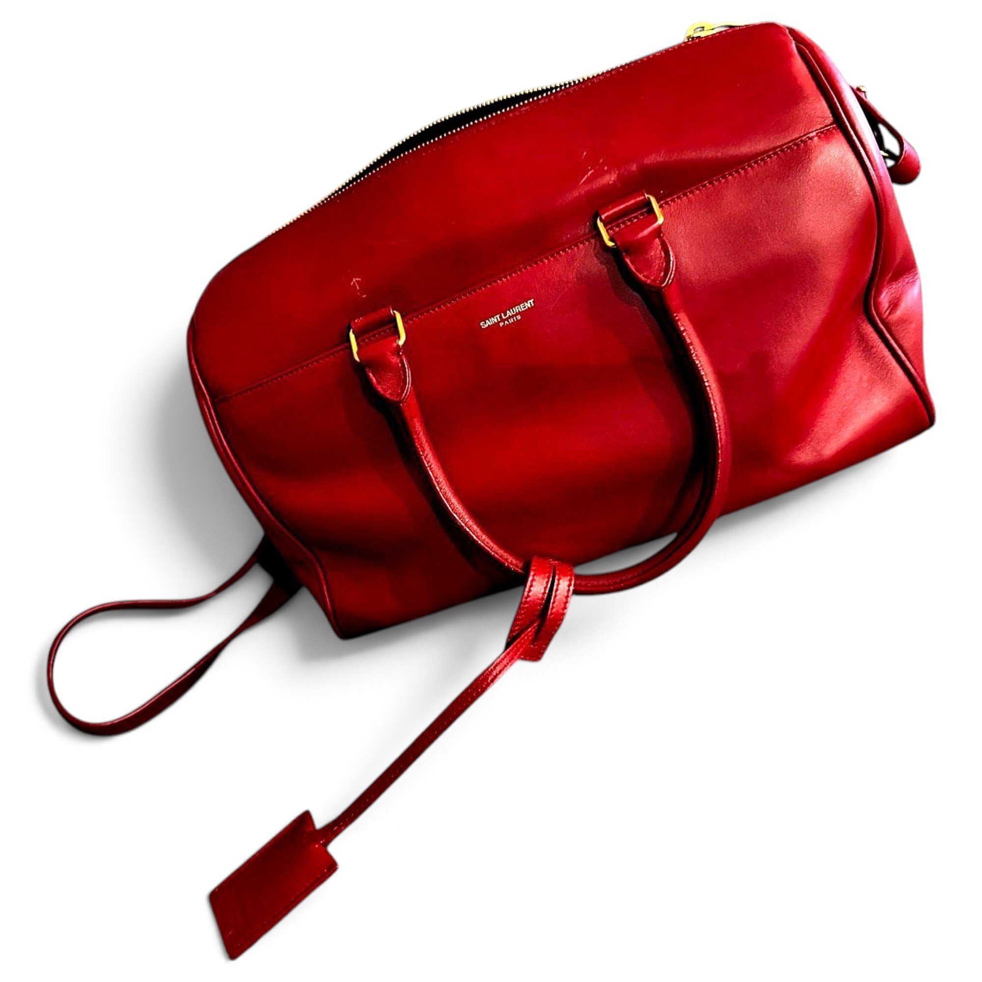 Duffle leather bowling bag