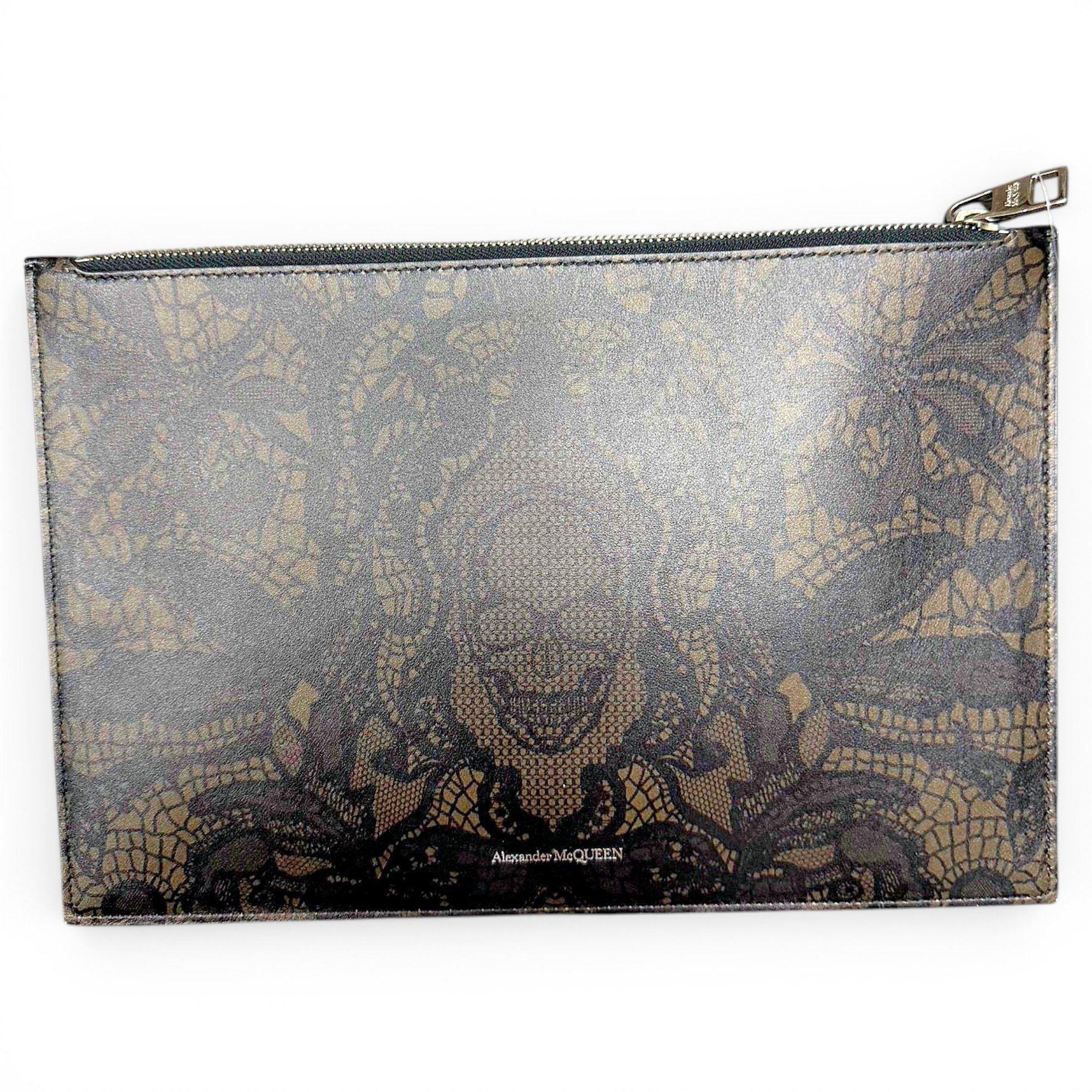 Skull leather clutch bag