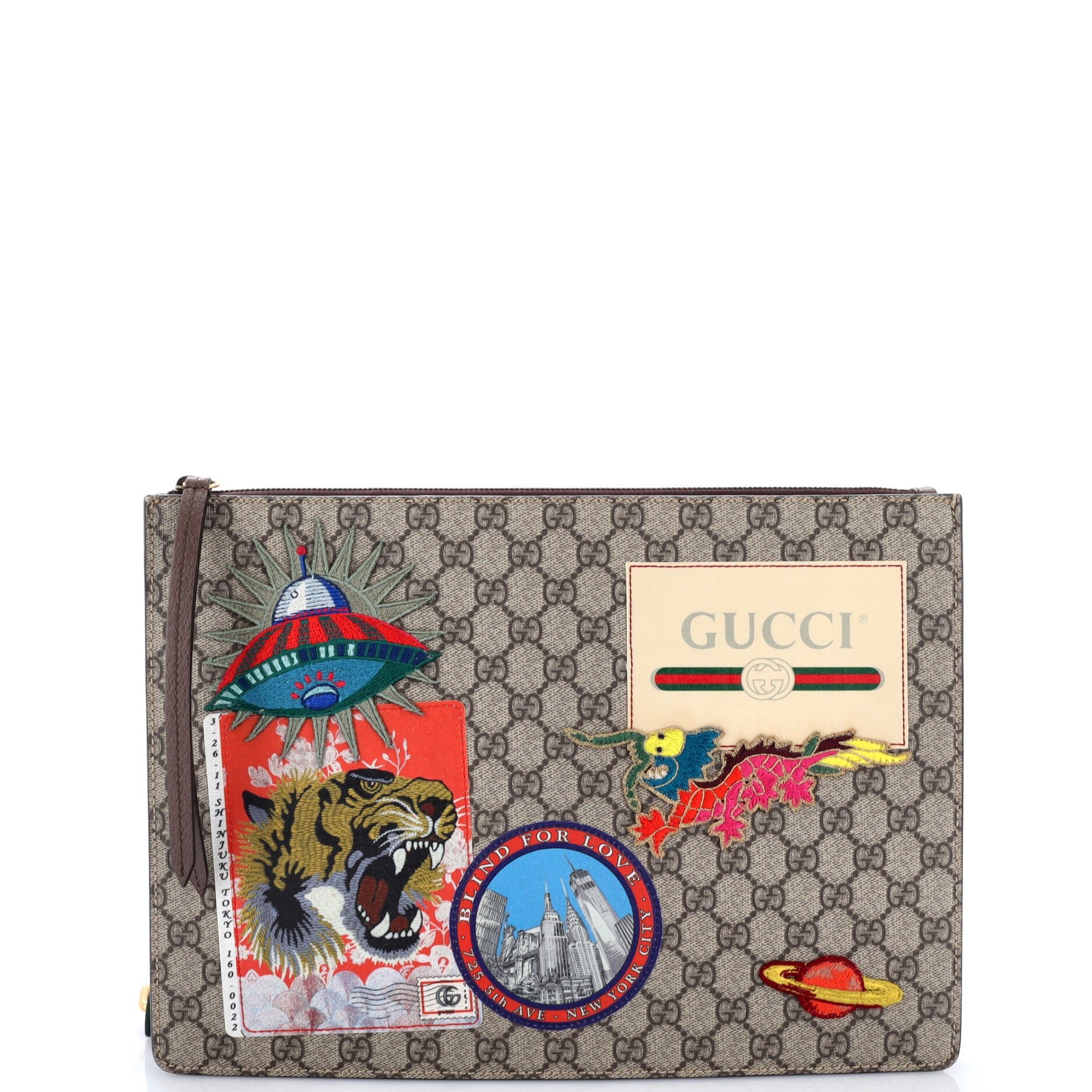 Courrier Messenger Bag GG Coated Canvas with Applique