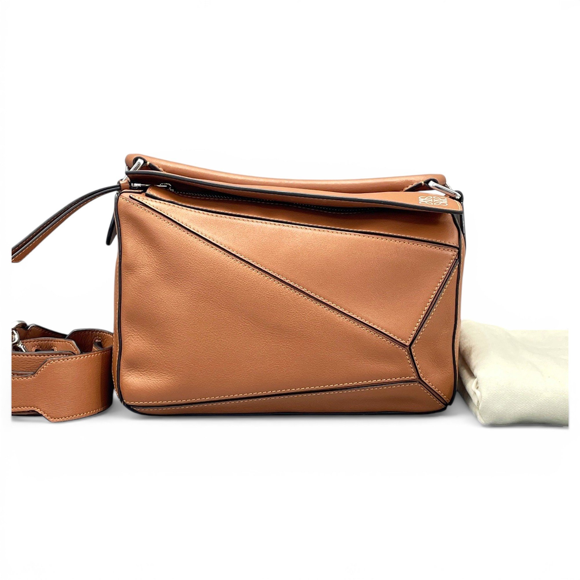 Puzzle leather handbag
