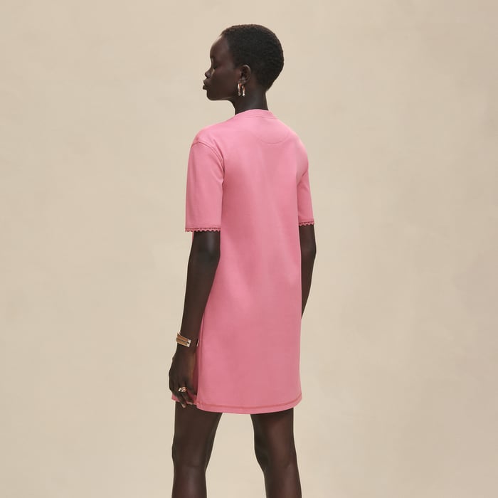 Rose Sorbet Embroidered Pocket Flared Dress
