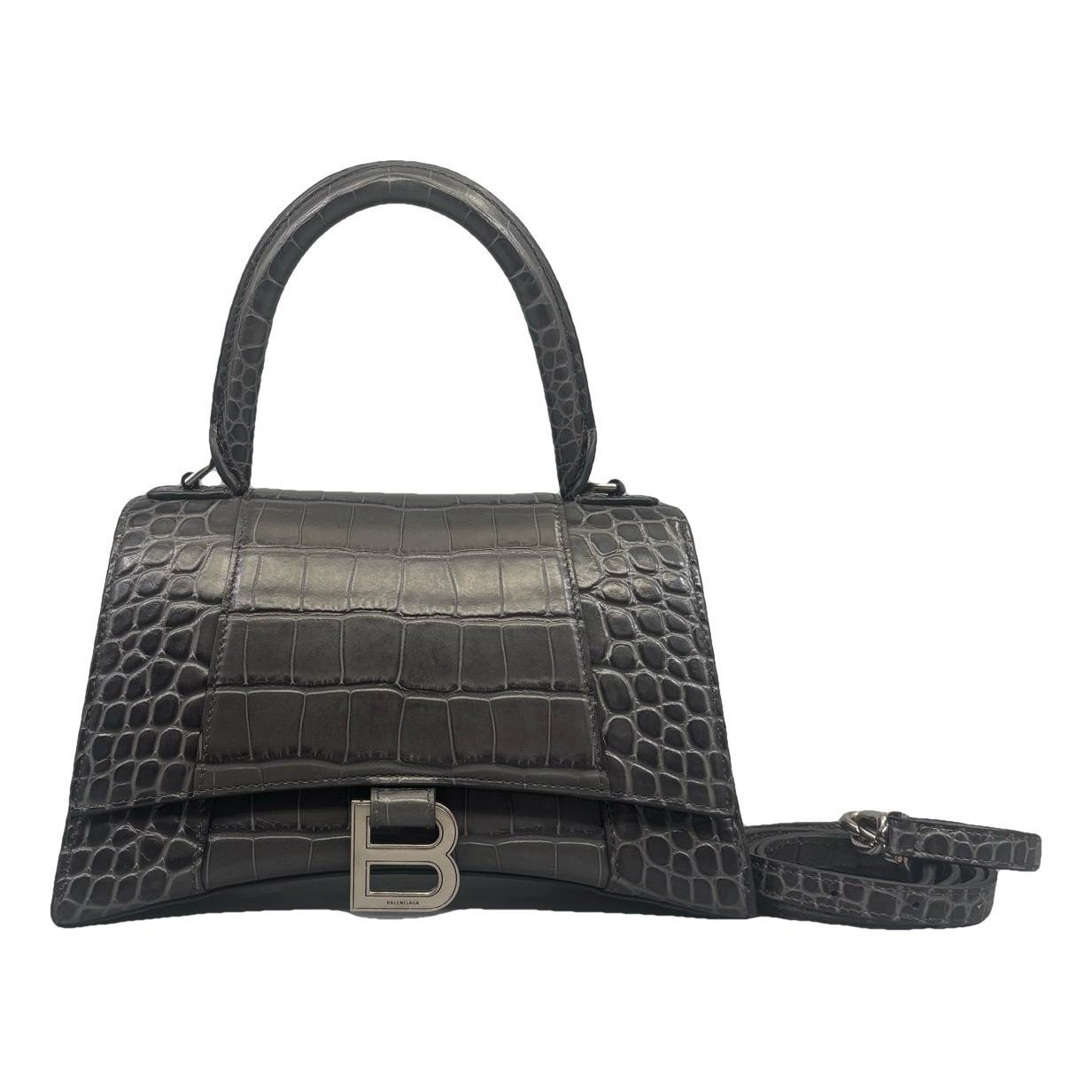 Hourglass leather handbag