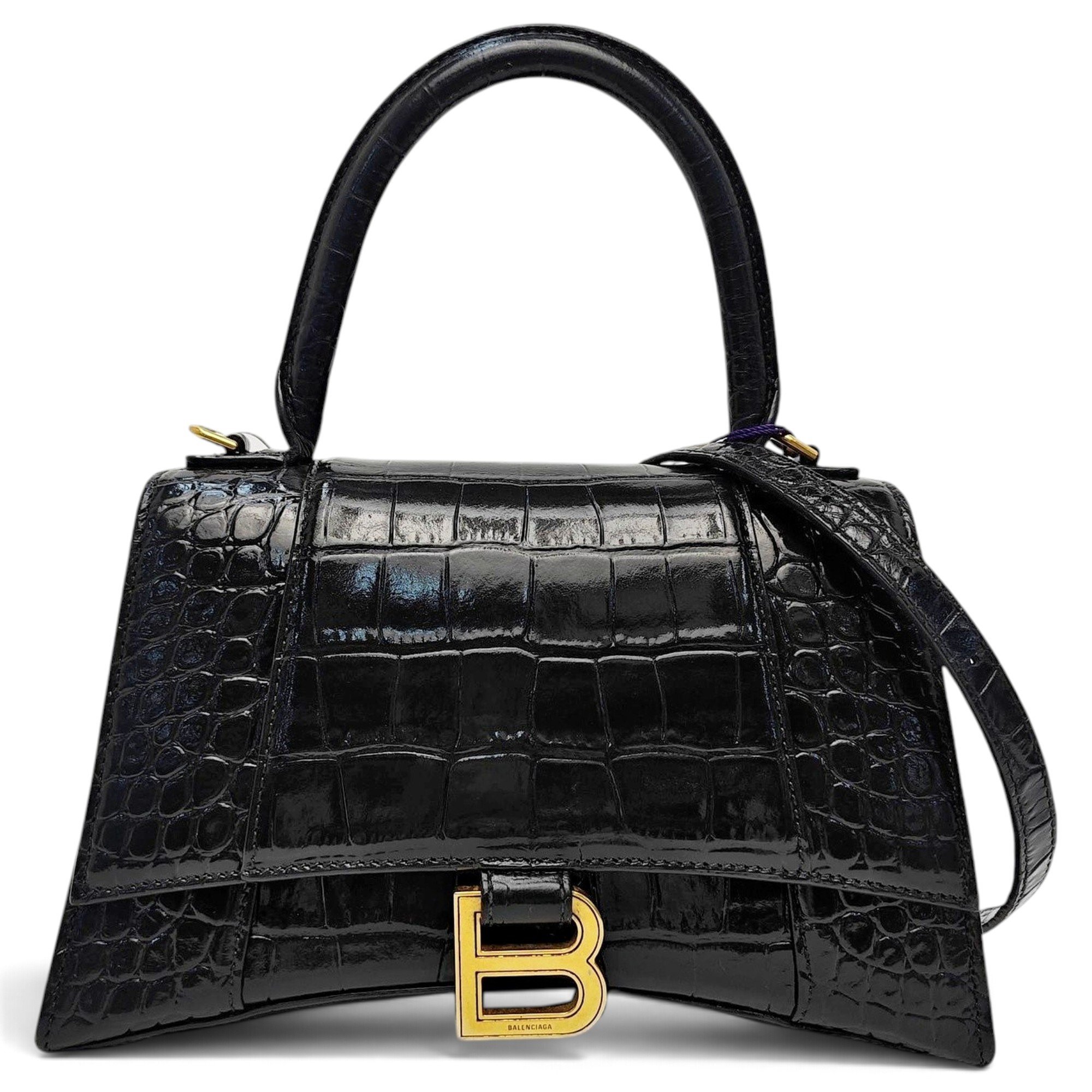 Hourglass leather handbag