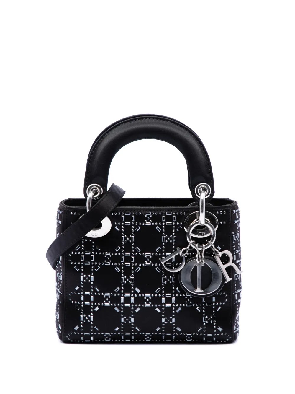 2018 Mini Satin Cannage Strass Crystal Embellished Lady Dior satchel