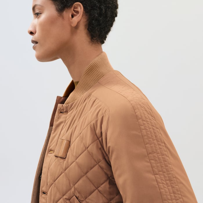 Beige Albâtre Reversible Jacket With Leather Detail