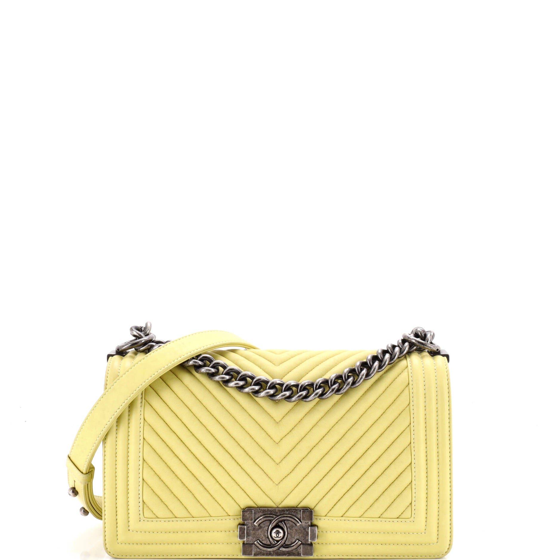 Boy Flap Bag Chevron Wrinkled Lambskin Old Medium