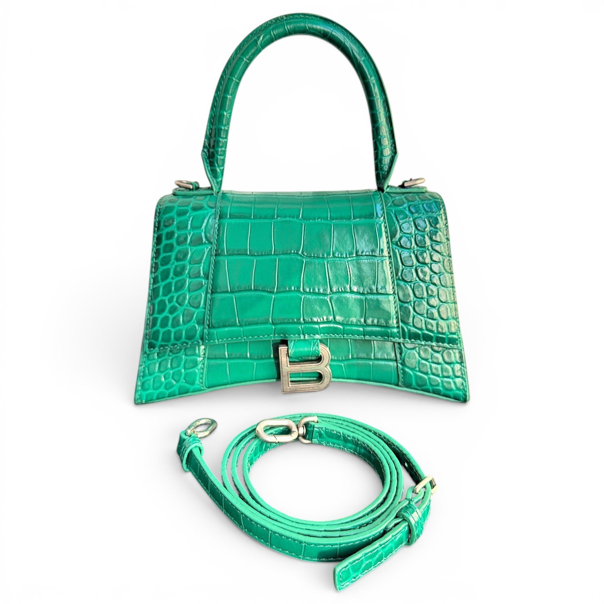 Hourglass leather handbag