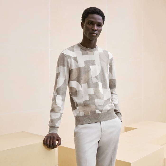 Cashmere "Intarsia maillon puzzle" crewneck sweater
