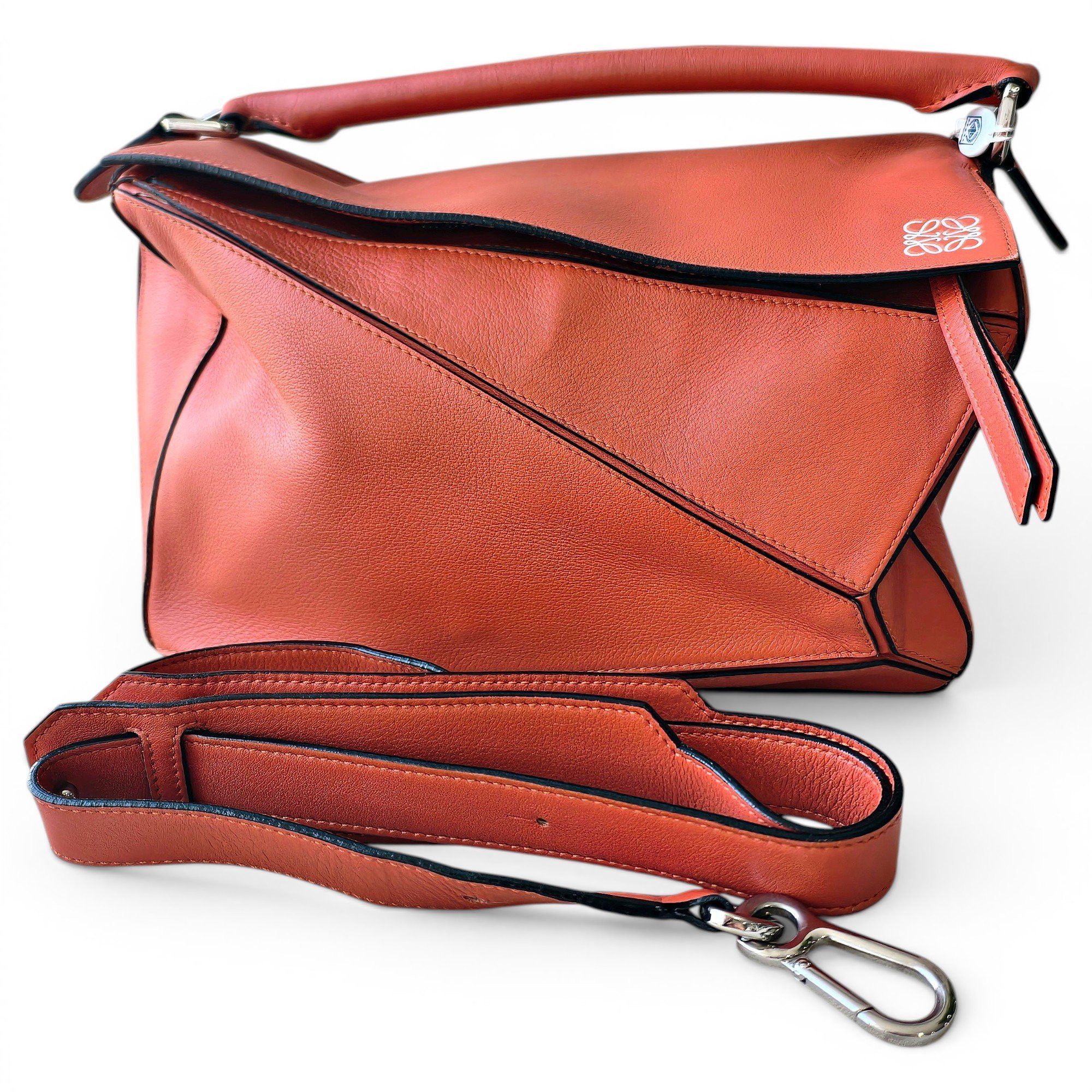 Puzzle leather handbag