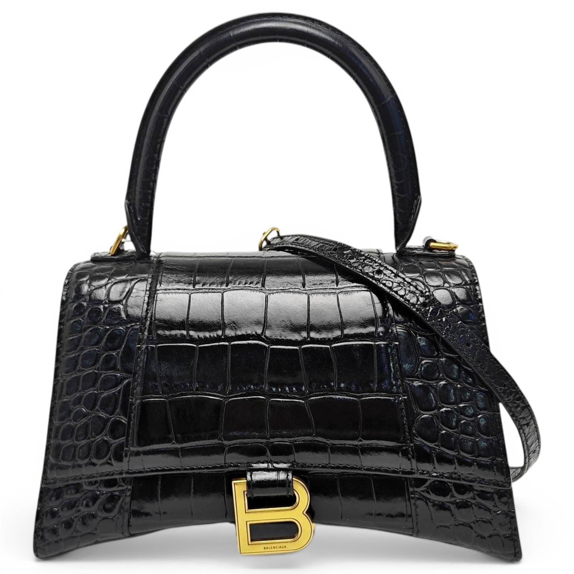 Hourglass leather handbag