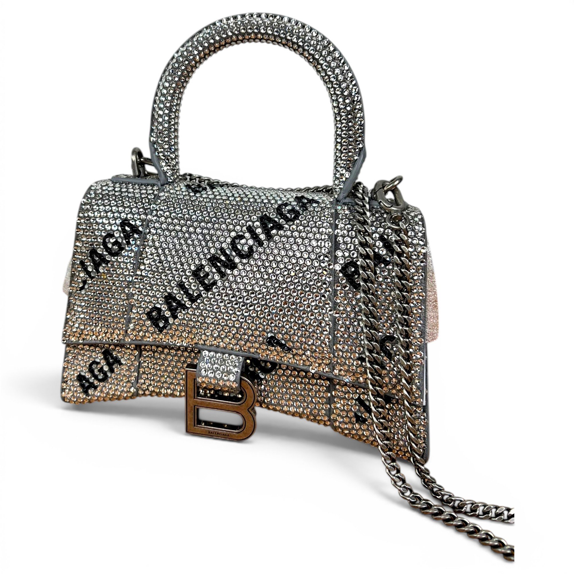 Hourglass leather handbag