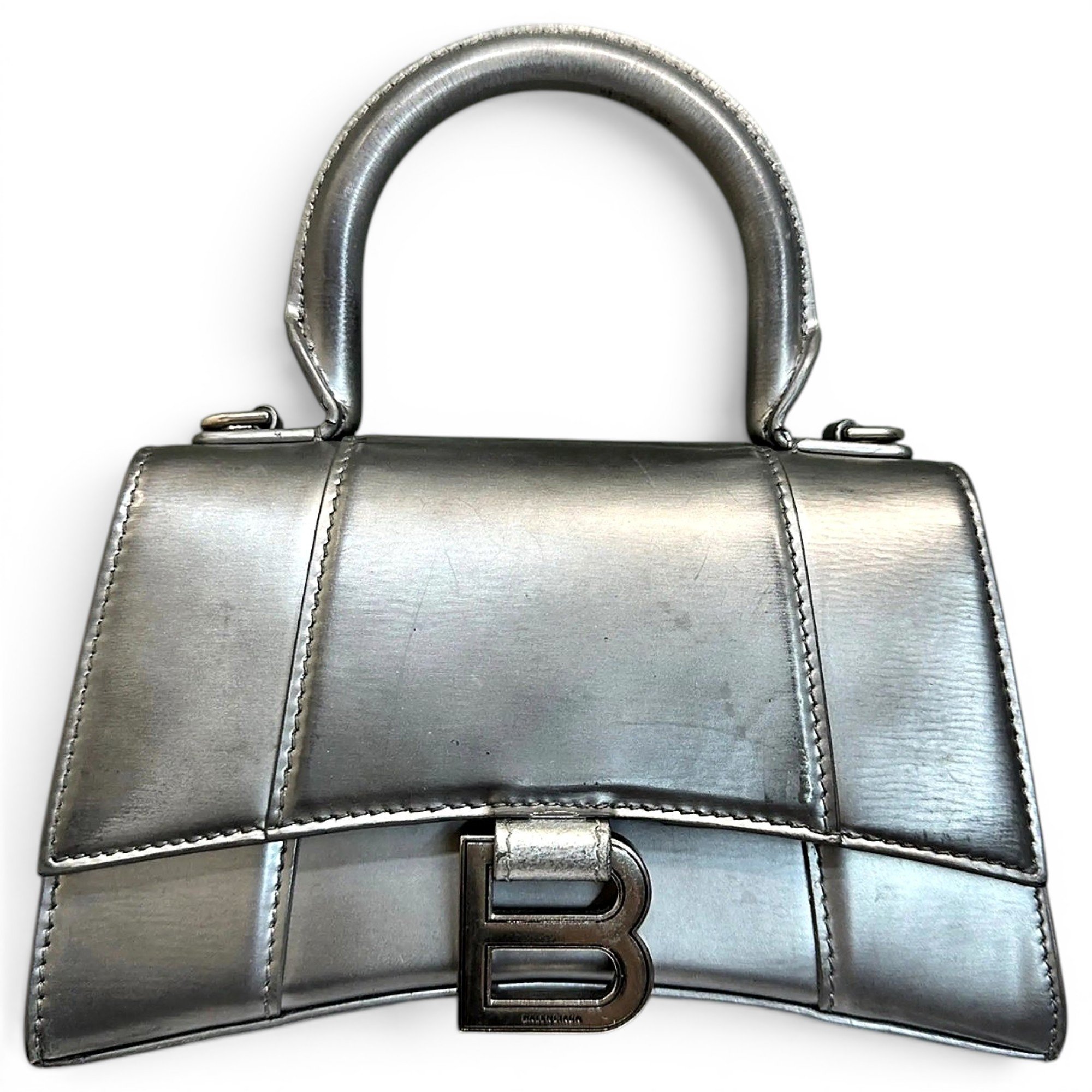 Hourglass leather handbag