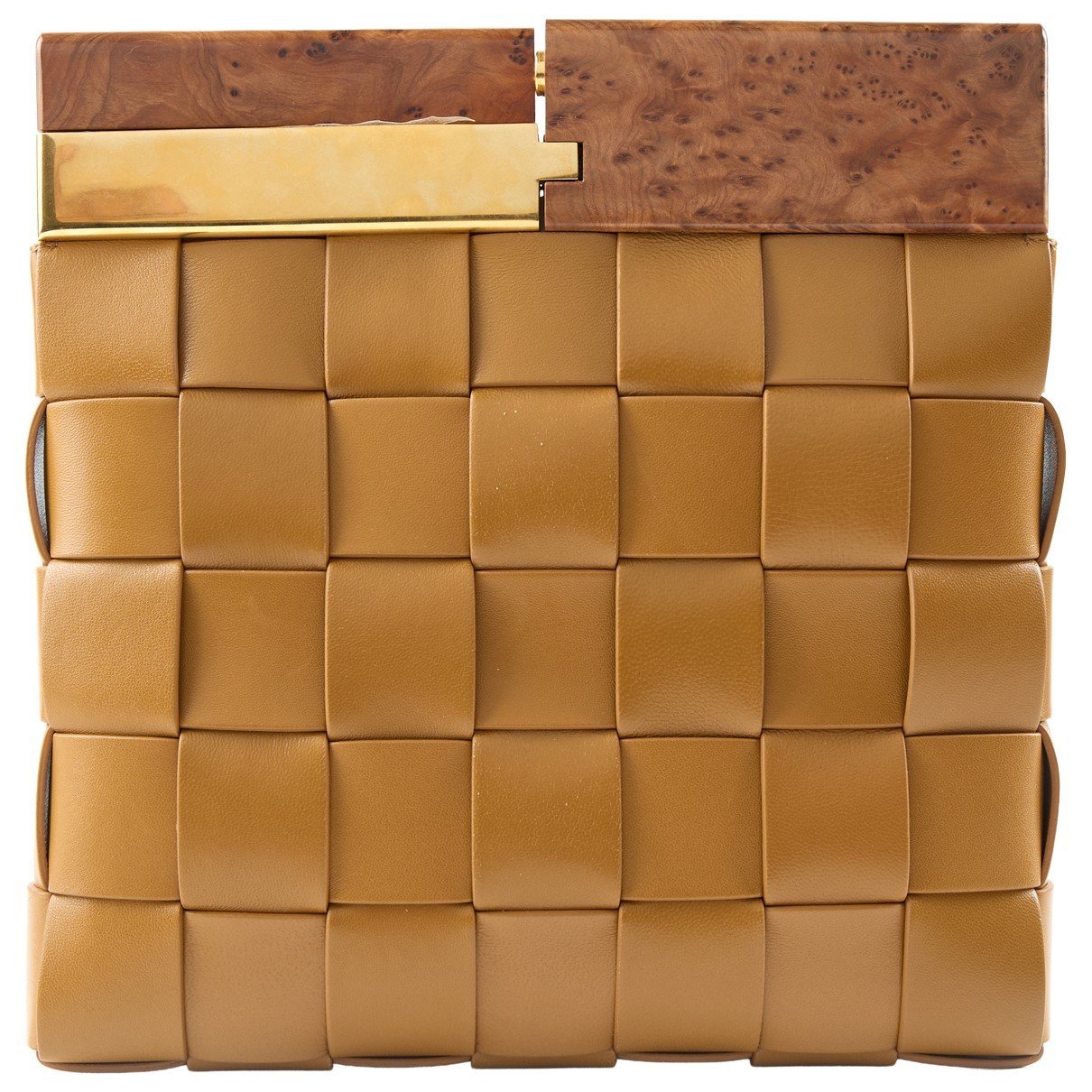 Snap leather clutch bag