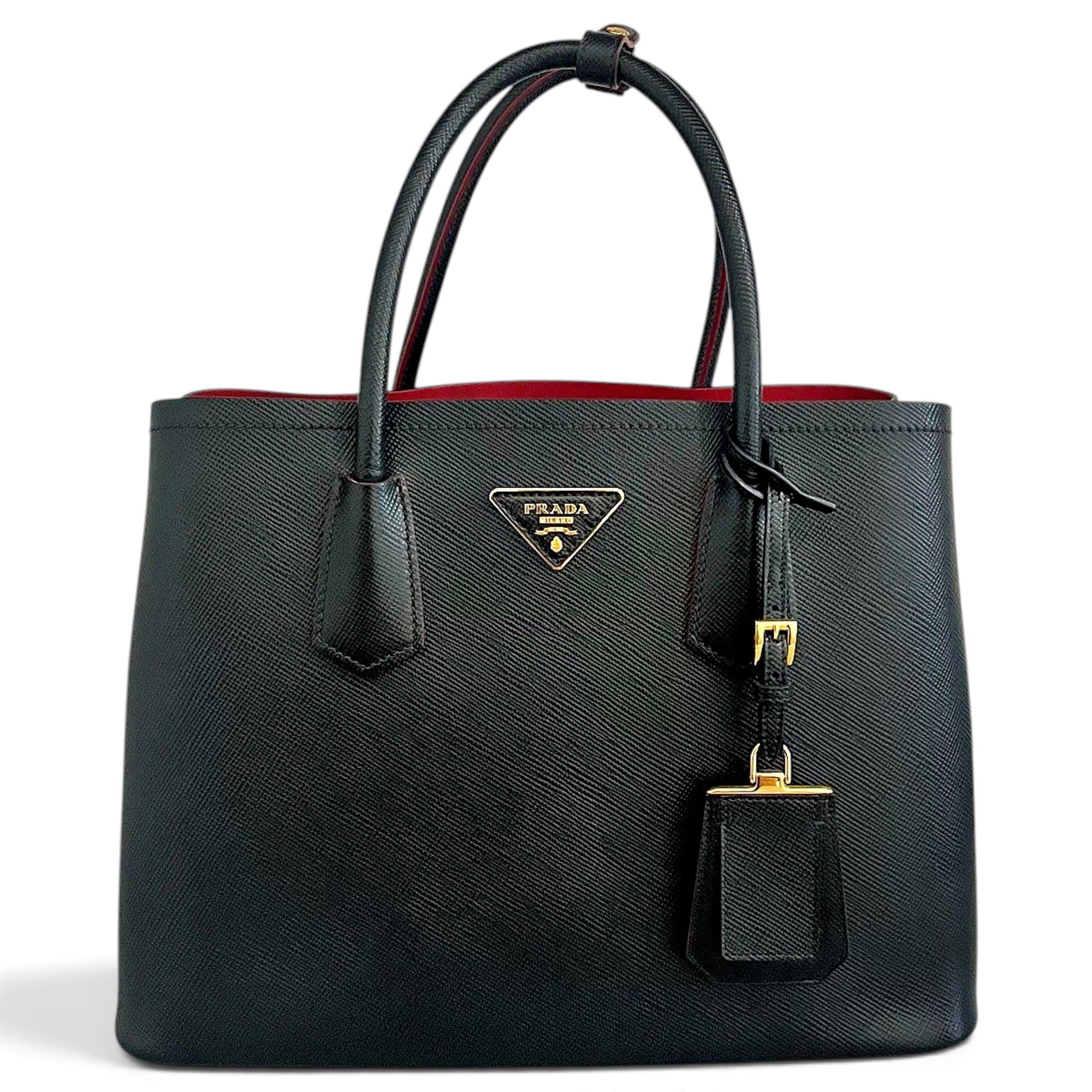 Double leather handbag