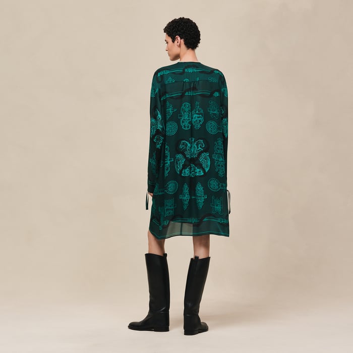 Vert Pin "Ferronnerie Remix" Knotted Collar Dress
