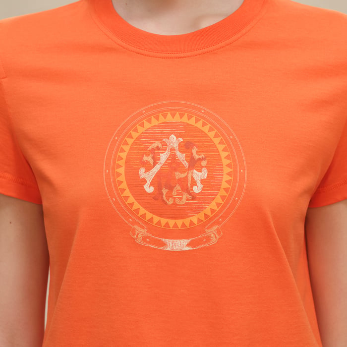 Orange Pop Printed Straight T-shirt