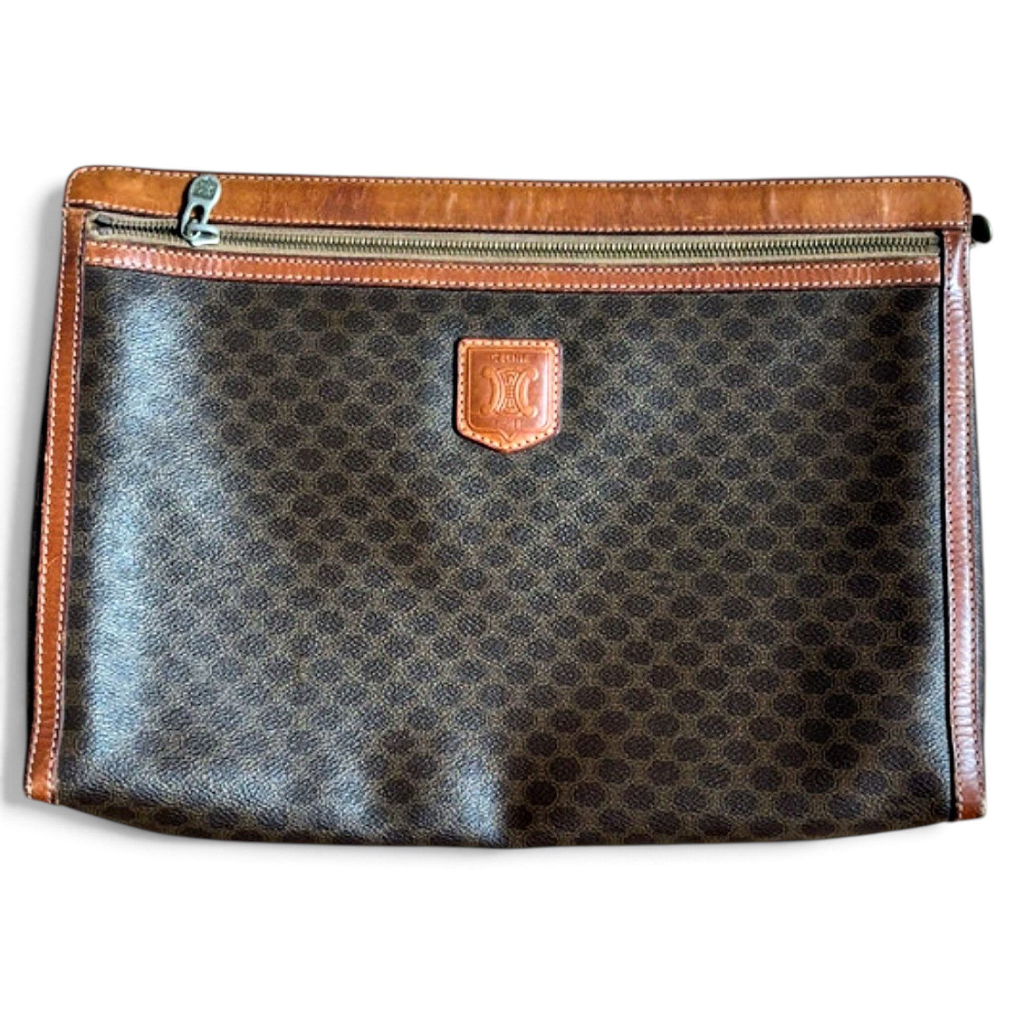 Celine Triomphe Vintage leather clutch bag