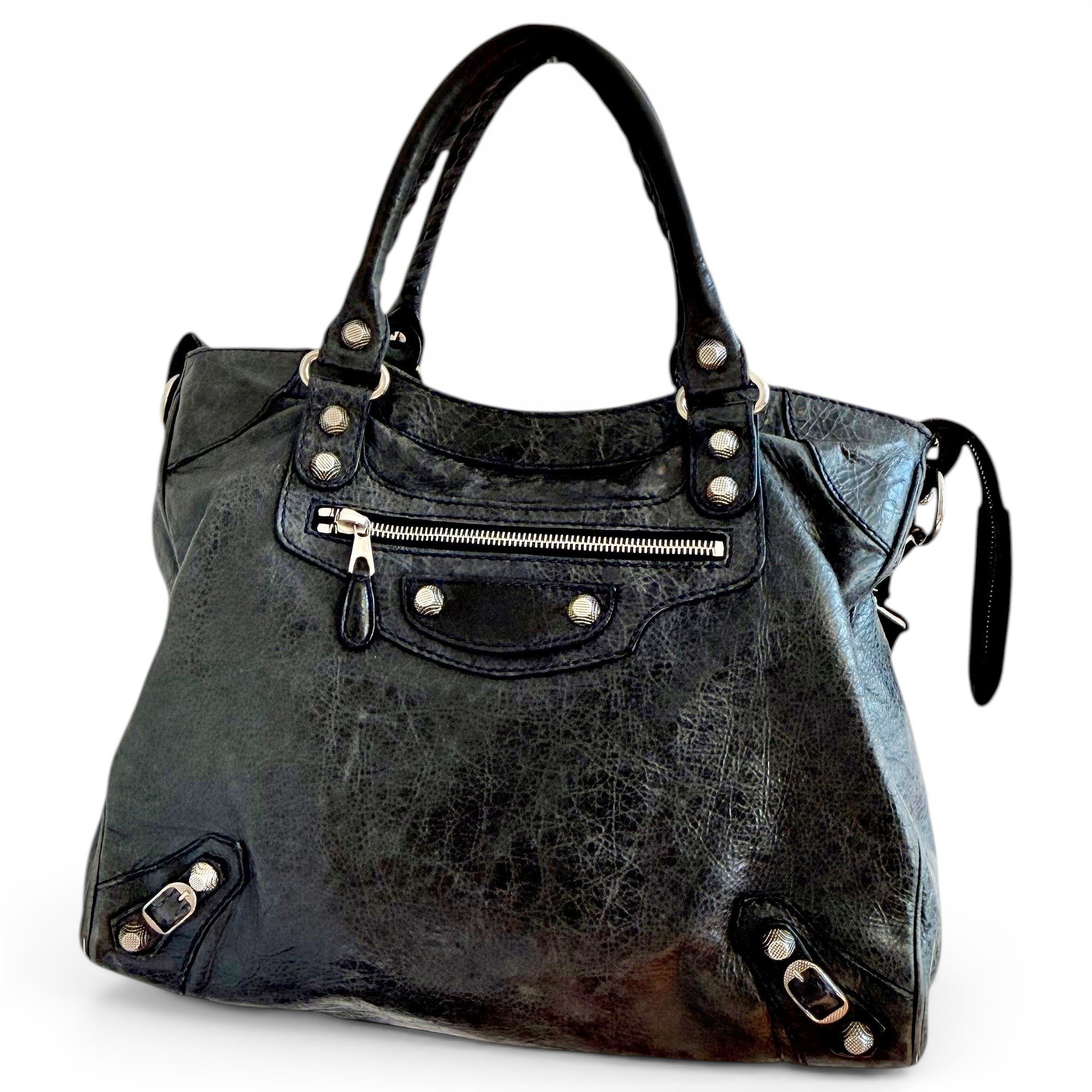 Town leather handbag