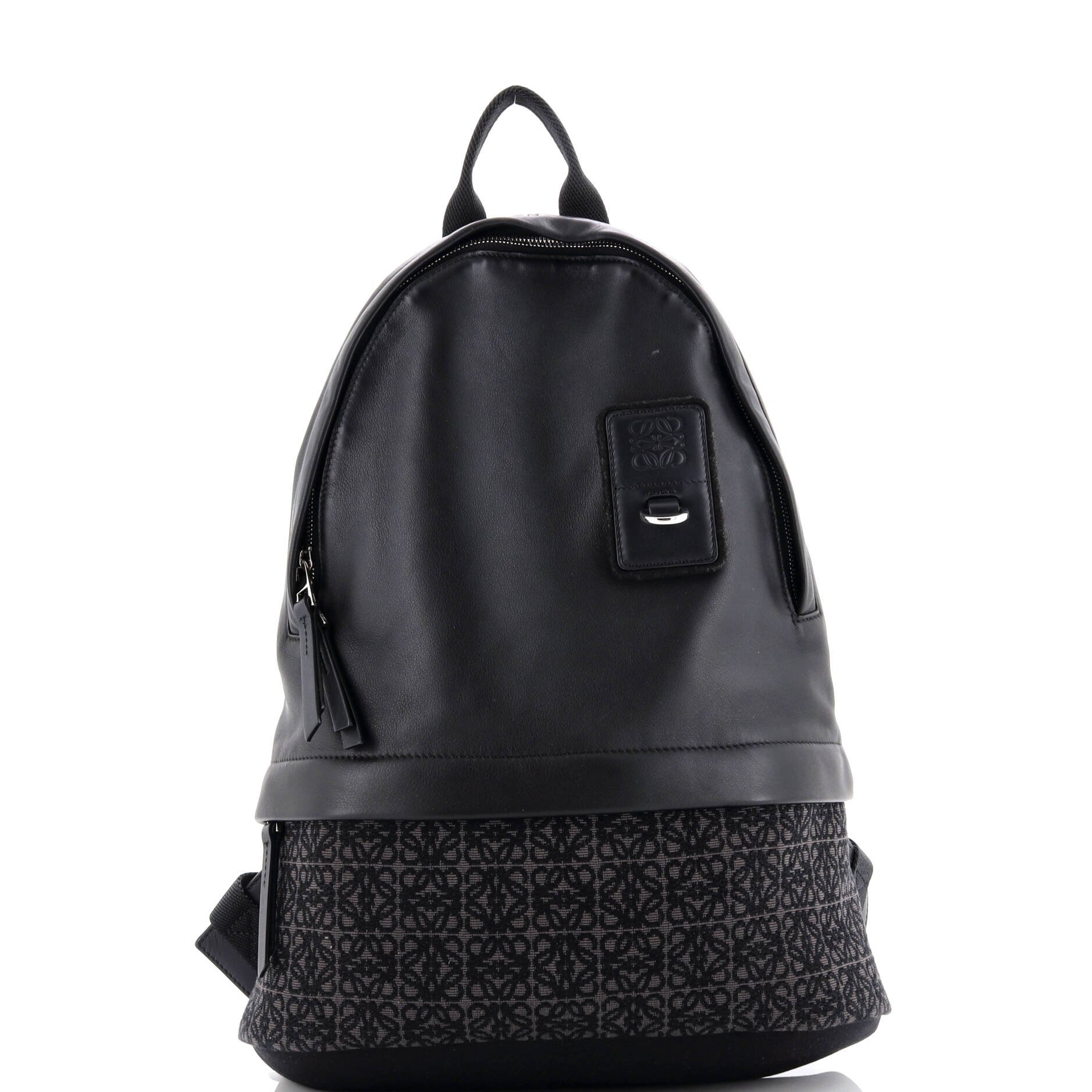 Loewe Round Slim Backpack Leather and Anagram Jacquard