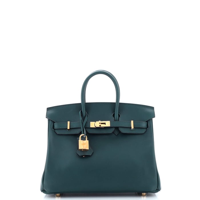 Hermes Birkin Handbag Vert Cypress Swift with Gold Hardware 25