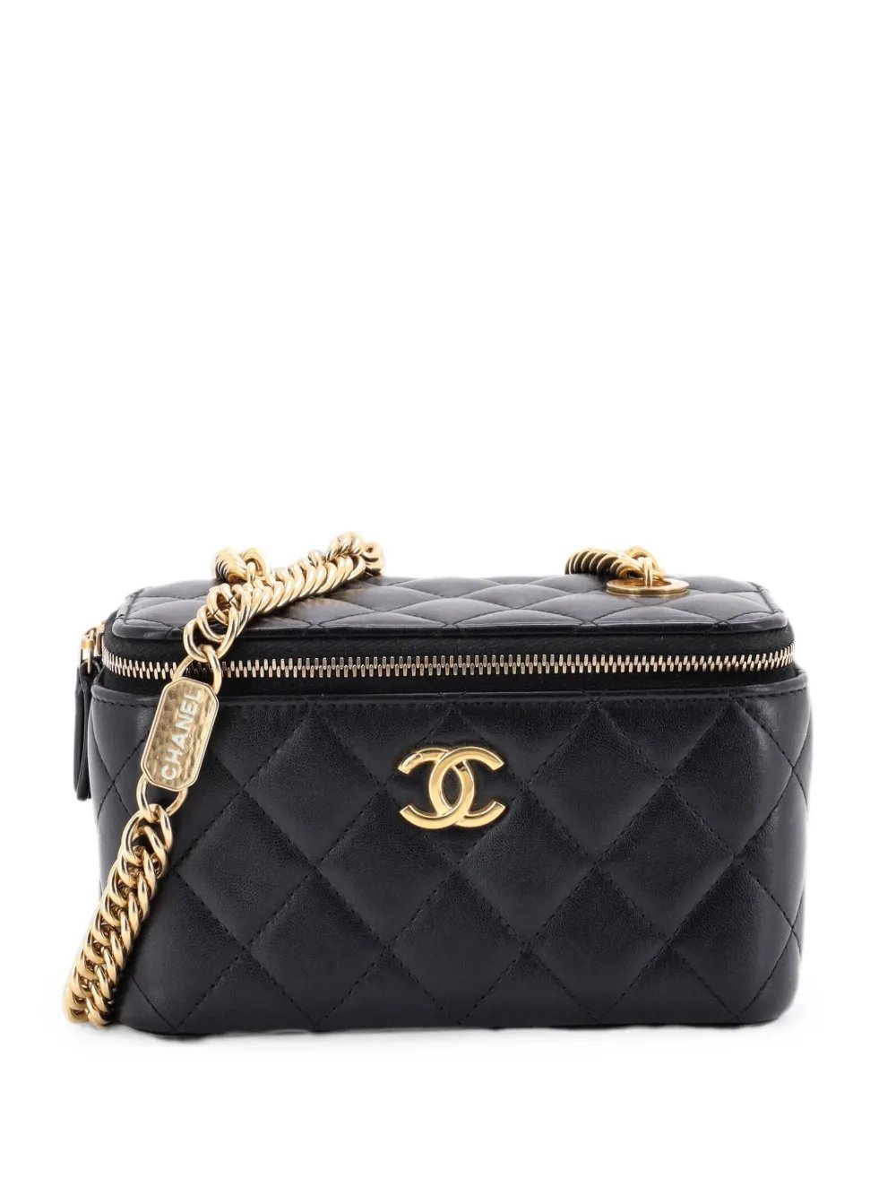 Coco Enamel Strap Vanity Case with Chain Quilted Lambskin Small crossbody bag