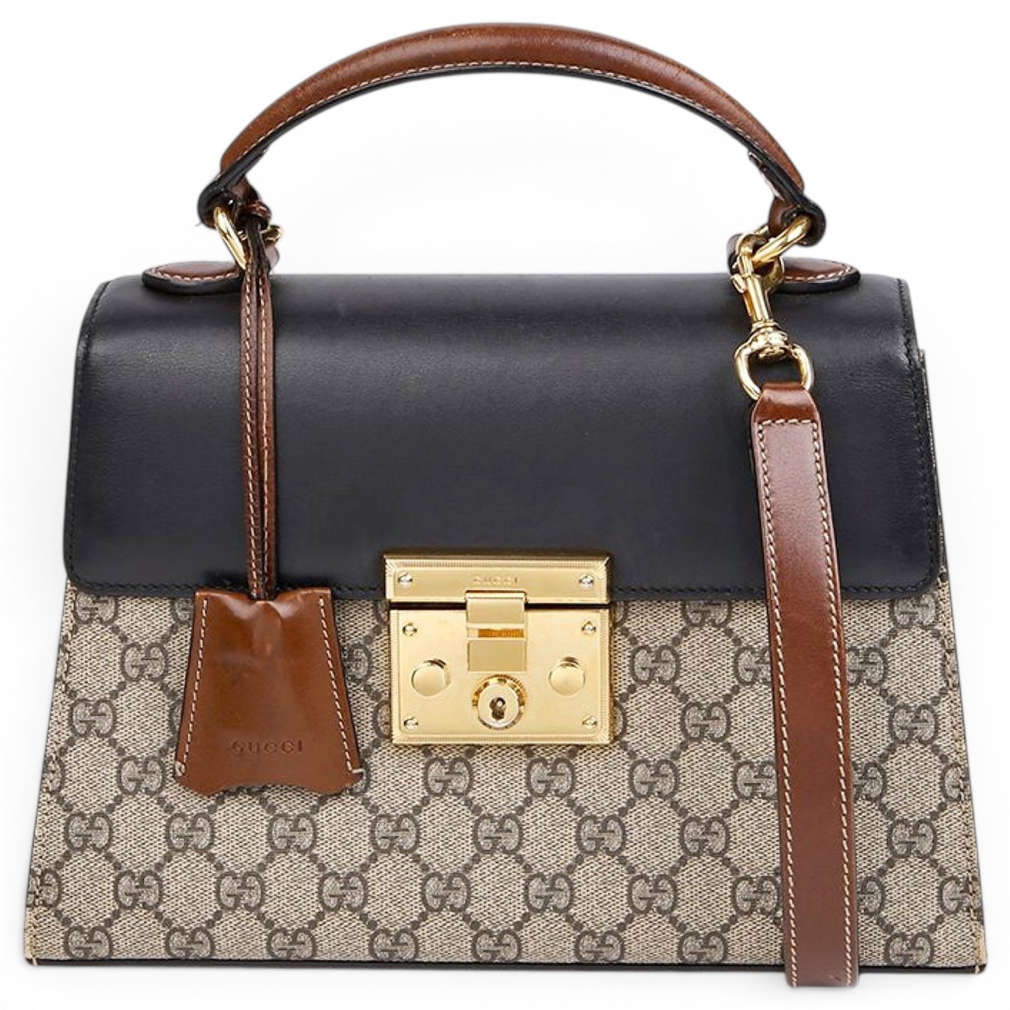 Padlock leather handbag