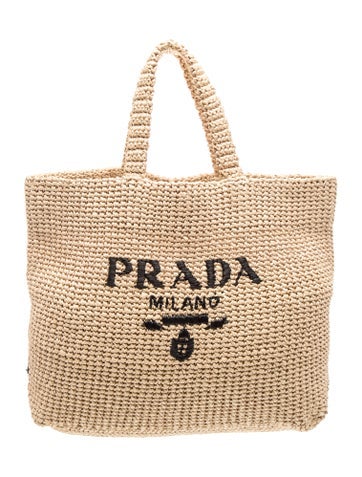 Enameled Metal Triangle Raffia Logo Tote