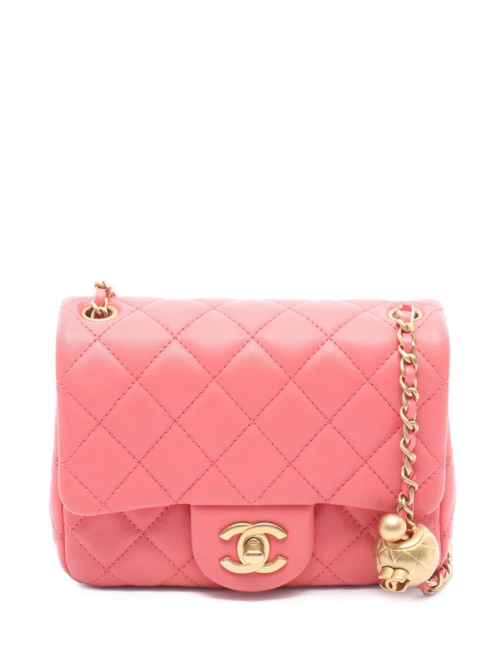 2020 Mini Square Classic Lambskin Pearl Crush Single Flap crossbody bag